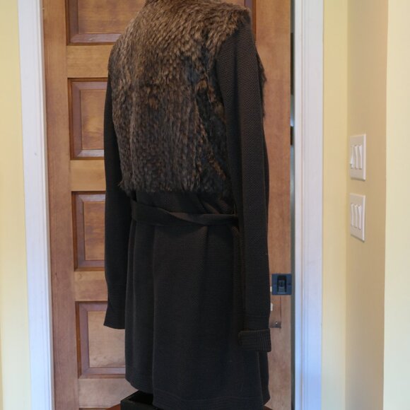 Elie Tahari Oriana Sweater Dress Womens Size Large Merino Wool Rabbit Fur - Picture 10 of 12
